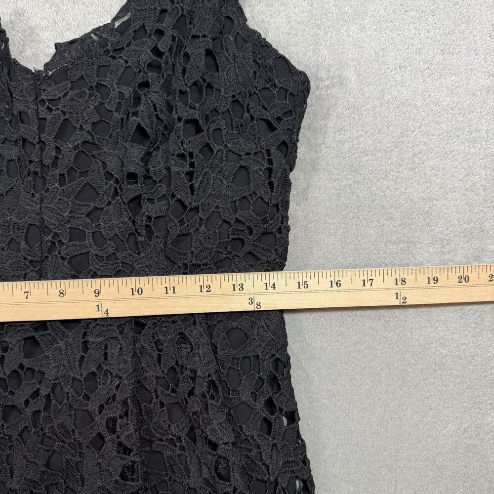 Black Crochet Lace Midi Dress with Spaghetti Straps - Picture 6 of 13